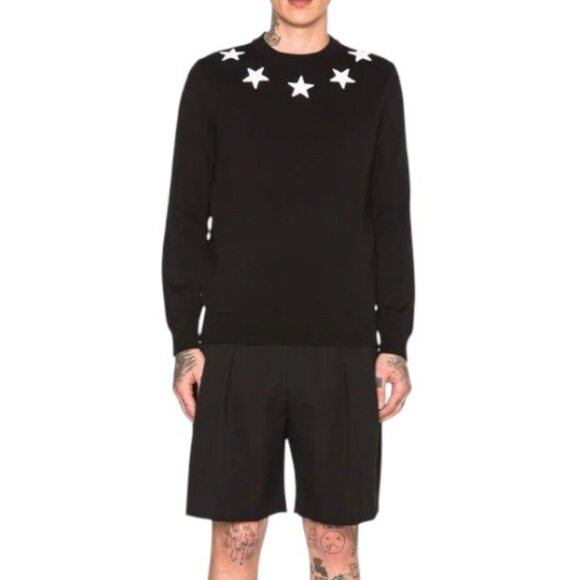 Givenchy black star collar crew neck jumper/sweater size M - Picture 1 of 10